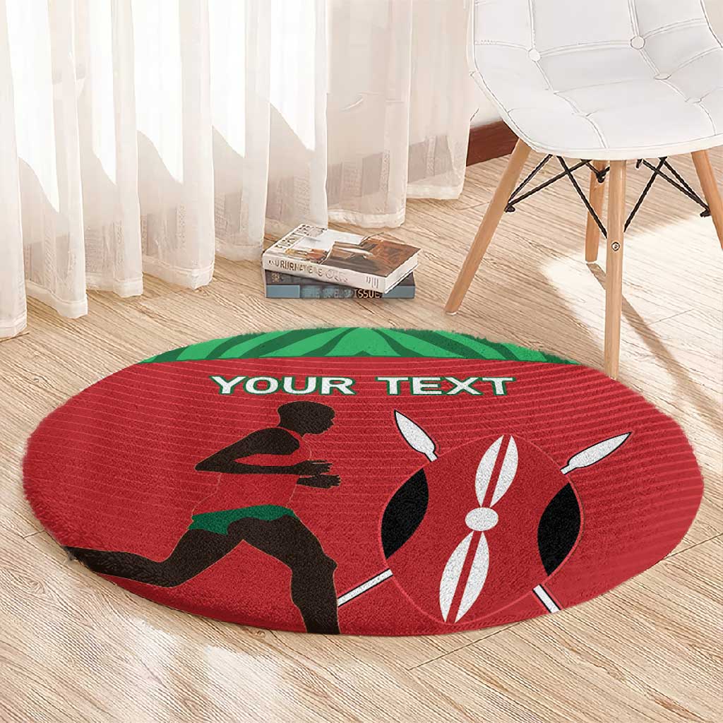 Custom Afro Athletics Kenya Round Carpet Kenyan Runner - Maasai Shield LT15