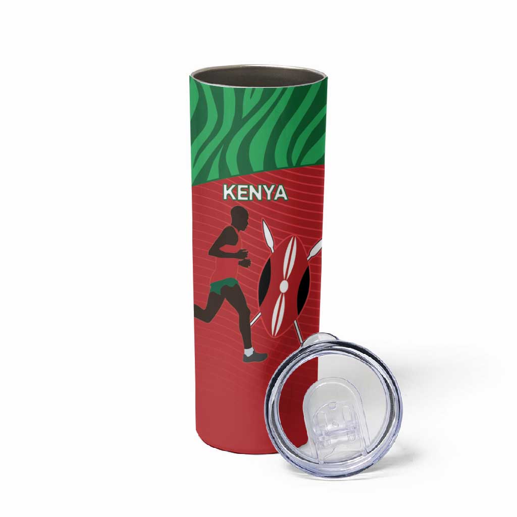 Custom Afro Athletics Kenya Skinny Tumbler Kenyan Runner - Maasai Shield LT15
