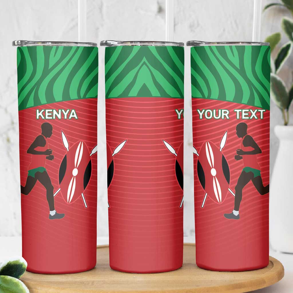 Custom Afro Athletics Kenya Skinny Tumbler Kenyan Runner - Maasai Shield LT15