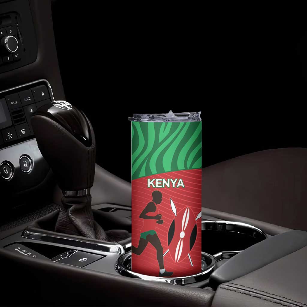 Custom Afro Athletics Kenya Skinny Tumbler Kenyan Runner - Maasai Shield LT15
