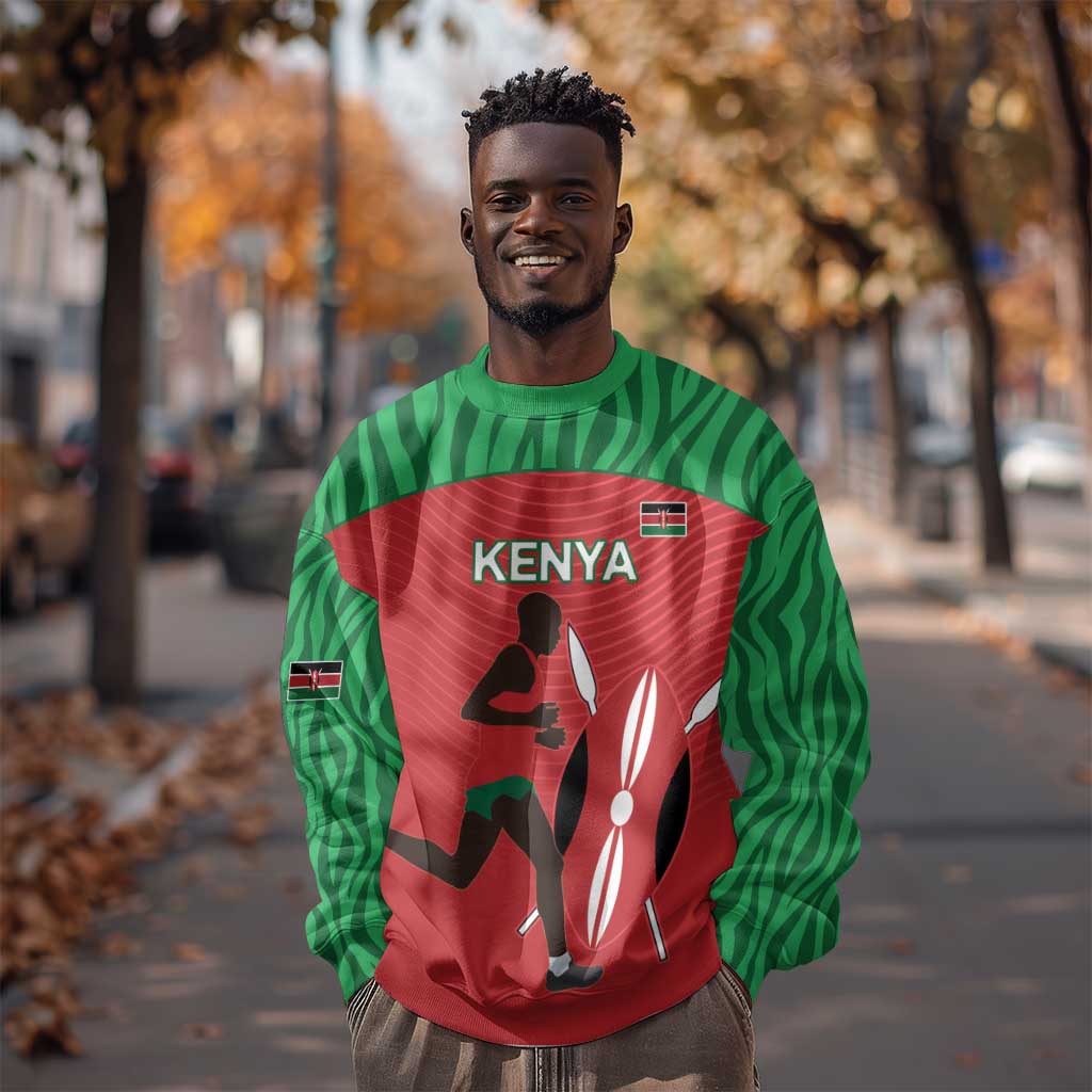Custom Afro Athletics Kenya Sweatshirt Kenyan Runner - Maasai Shield LT15