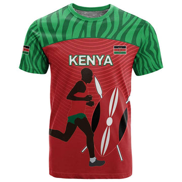 Custom Afro Athletics Kenya T shirt Kenyan Runner - Maasai Shield LT15