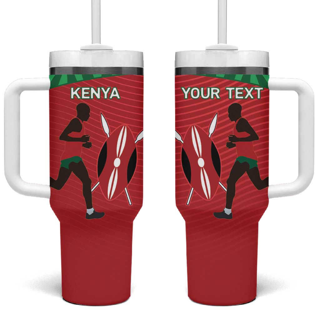 Custom Afro Athletics Kenya Tumbler With Handle Kenyan Runner - Maasai Shield LT15
