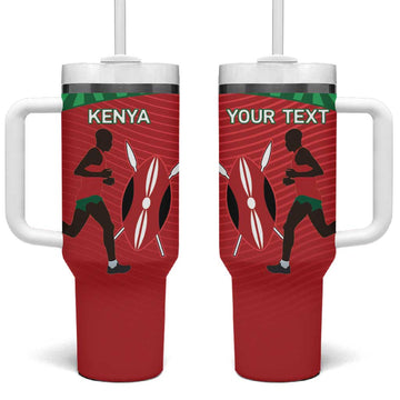 Custom Afro Athletics Kenya Tumbler With Handle Kenyan Runner - Maasai Shield LT15