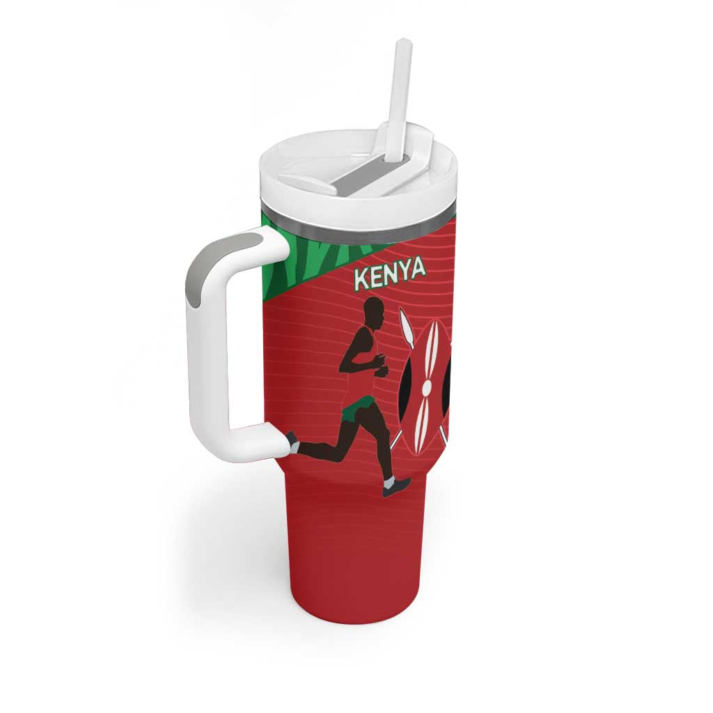 Custom Afro Athletics Kenya Tumbler With Handle Kenyan Runner - Maasai Shield LT15