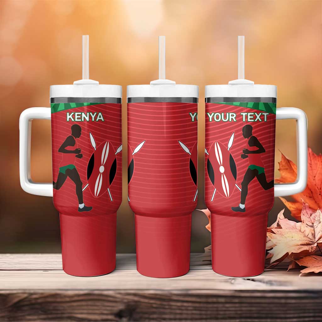 Custom Afro Athletics Kenya Tumbler With Handle Kenyan Runner - Maasai Shield LT15