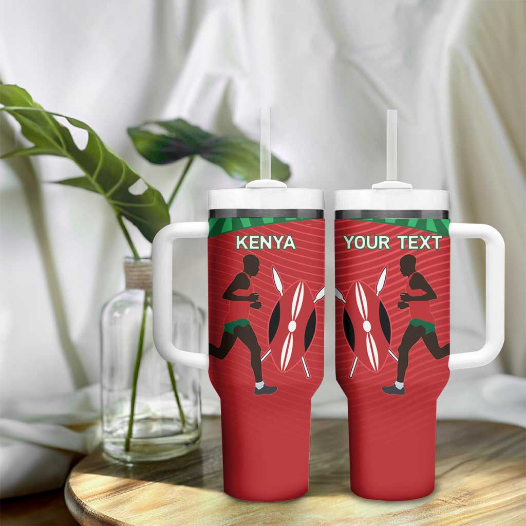 Custom Afro Athletics Kenya Tumbler With Handle Kenyan Runner - Maasai Shield LT15