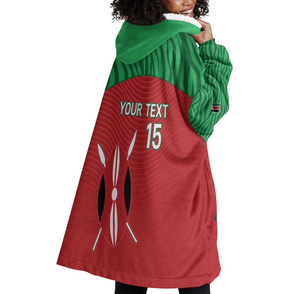 Custom Afro Athletics Kenya Wearable Blanket Hoodie Kenyan Runner - Maasai Shield LT15