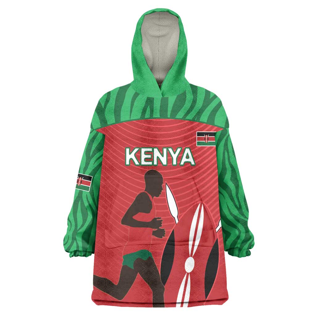 Custom Afro Athletics Kenya Wearable Blanket Hoodie Kenyan Runner - Maasai Shield LT15