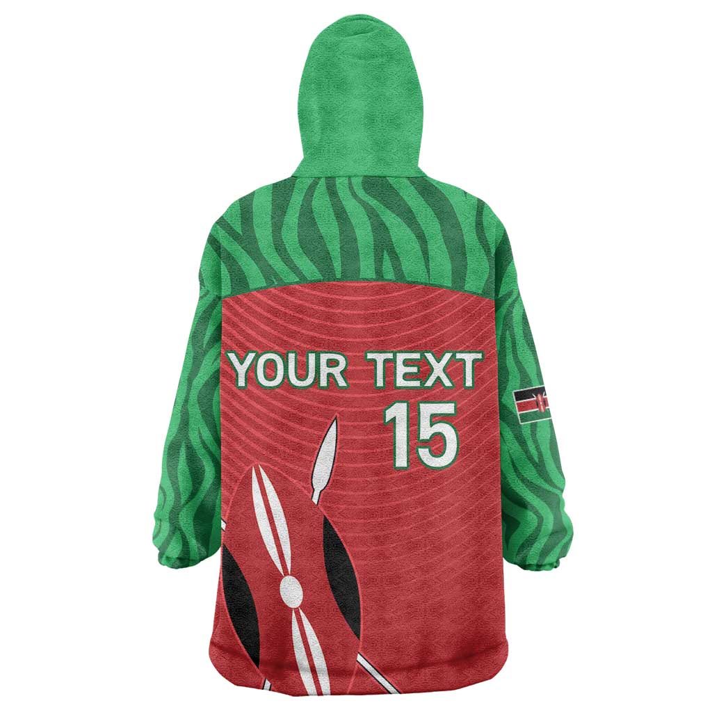 Custom Afro Athletics Kenya Wearable Blanket Hoodie Kenyan Runner - Maasai Shield LT15