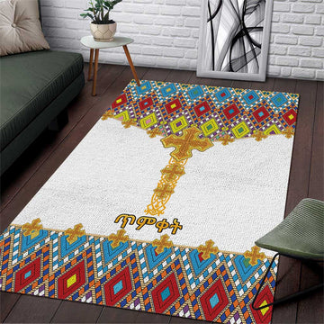 Happy Ethiopian Timkat Area Rug Cross Mix Tilet Pattern LT15