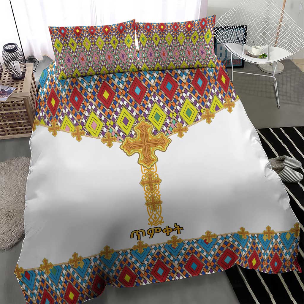 Happy Ethiopian Timkat Bedding Set Cross Mix Tilet Pattern LT15