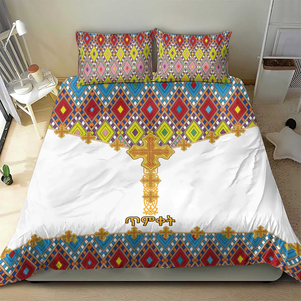 Happy Ethiopian Timkat Bedding Set Cross Mix Tilet Pattern LT15