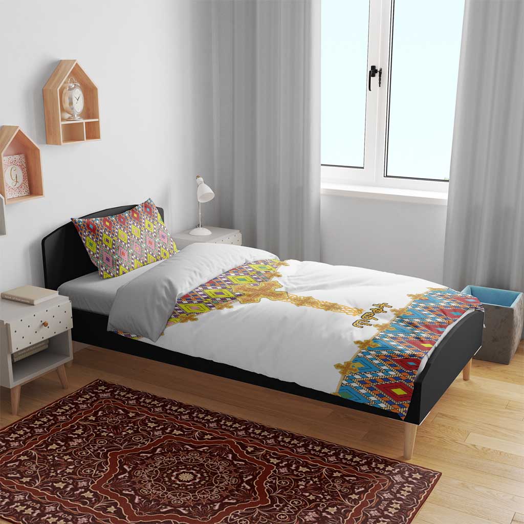 Happy Ethiopian Timkat Bedding Set Cross Mix Tilet Pattern LT15