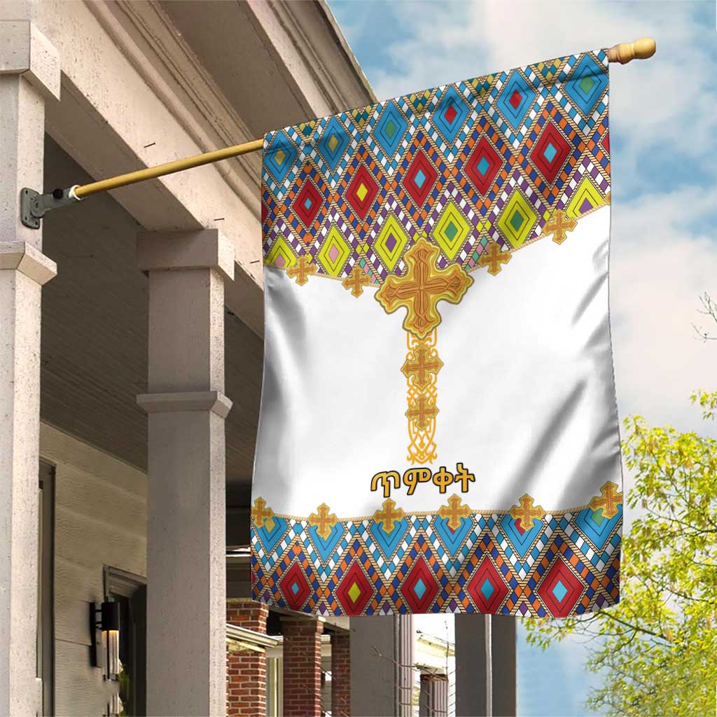 Happy Ethiopian Timkat Garden Flag Cross Mix Tilet Pattern LT15