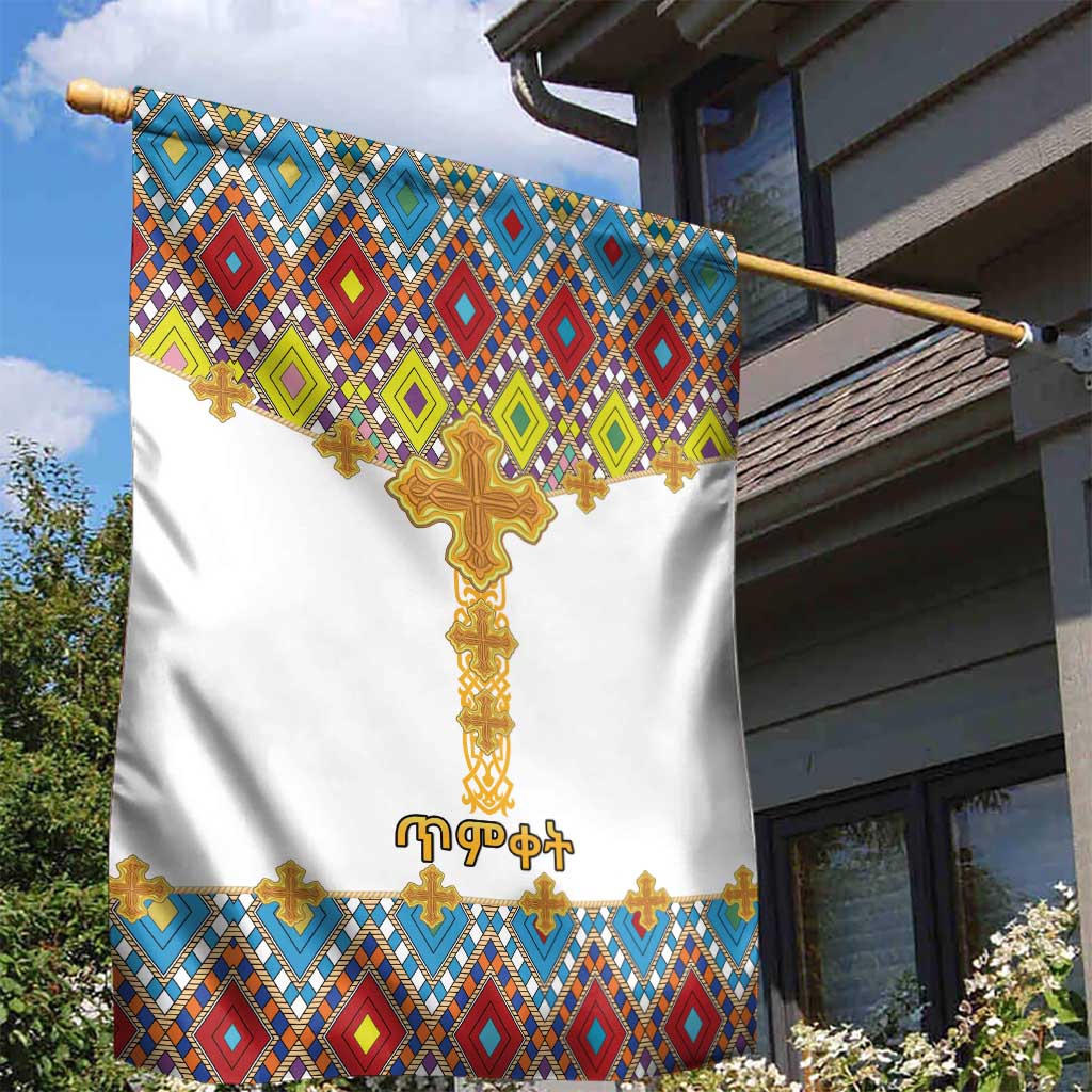 Happy Ethiopian Timkat Garden Flag Cross Mix Tilet Pattern LT15