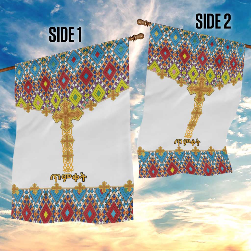 Happy Ethiopian Timkat Garden Flag Cross Mix Tilet Pattern LT15