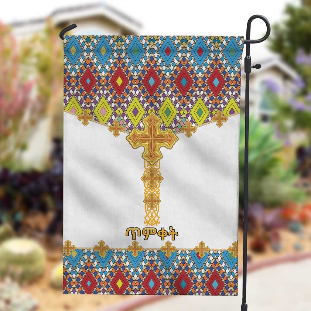 Happy Ethiopian Timkat Garden Flag Cross Mix Tilet Pattern LT15