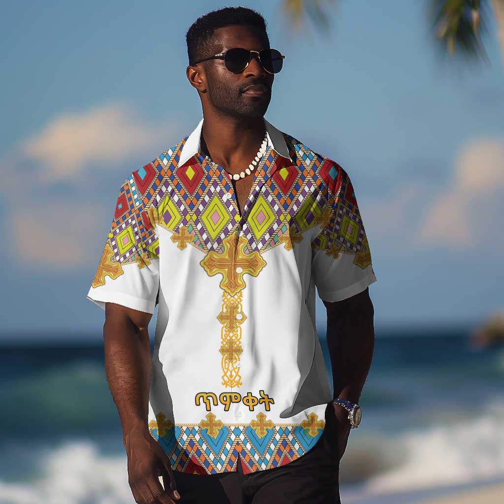 Happy Ethiopian Timkat Hawaiian Shirt Cross Mix Tilet Pattern LT15