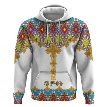 Ethiopian Epiphany Hoodie Cross Mix Tilet Pattern LT15