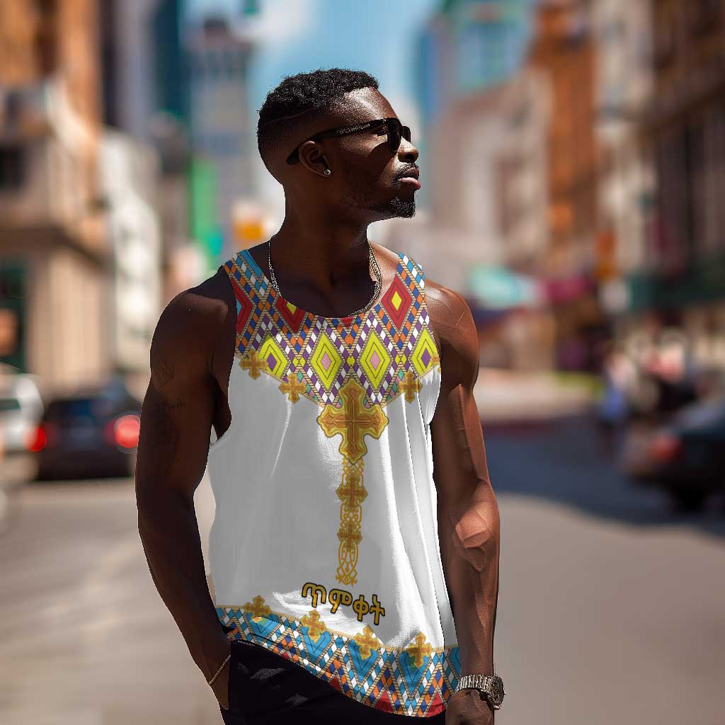 Happy Ethiopian Timkat Men Tank Top Cross Mix Tilet Pattern LT15