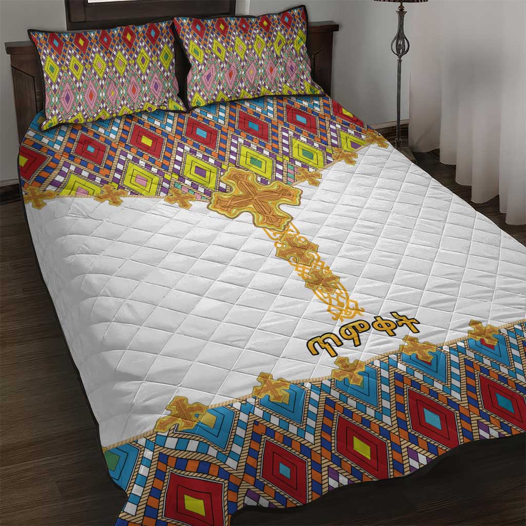 Happy Ethiopian Timkat Quilt Bed Set Cross Mix Tilet Pattern LT15