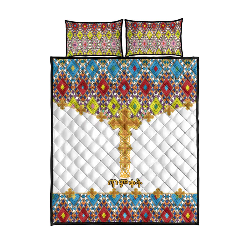 Happy Ethiopian Timkat Quilt Bed Set Cross Mix Tilet Pattern LT15