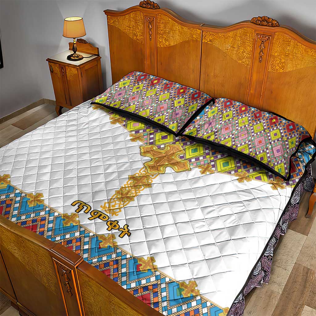 Happy Ethiopian Timkat Quilt Bed Set Cross Mix Tilet Pattern LT15