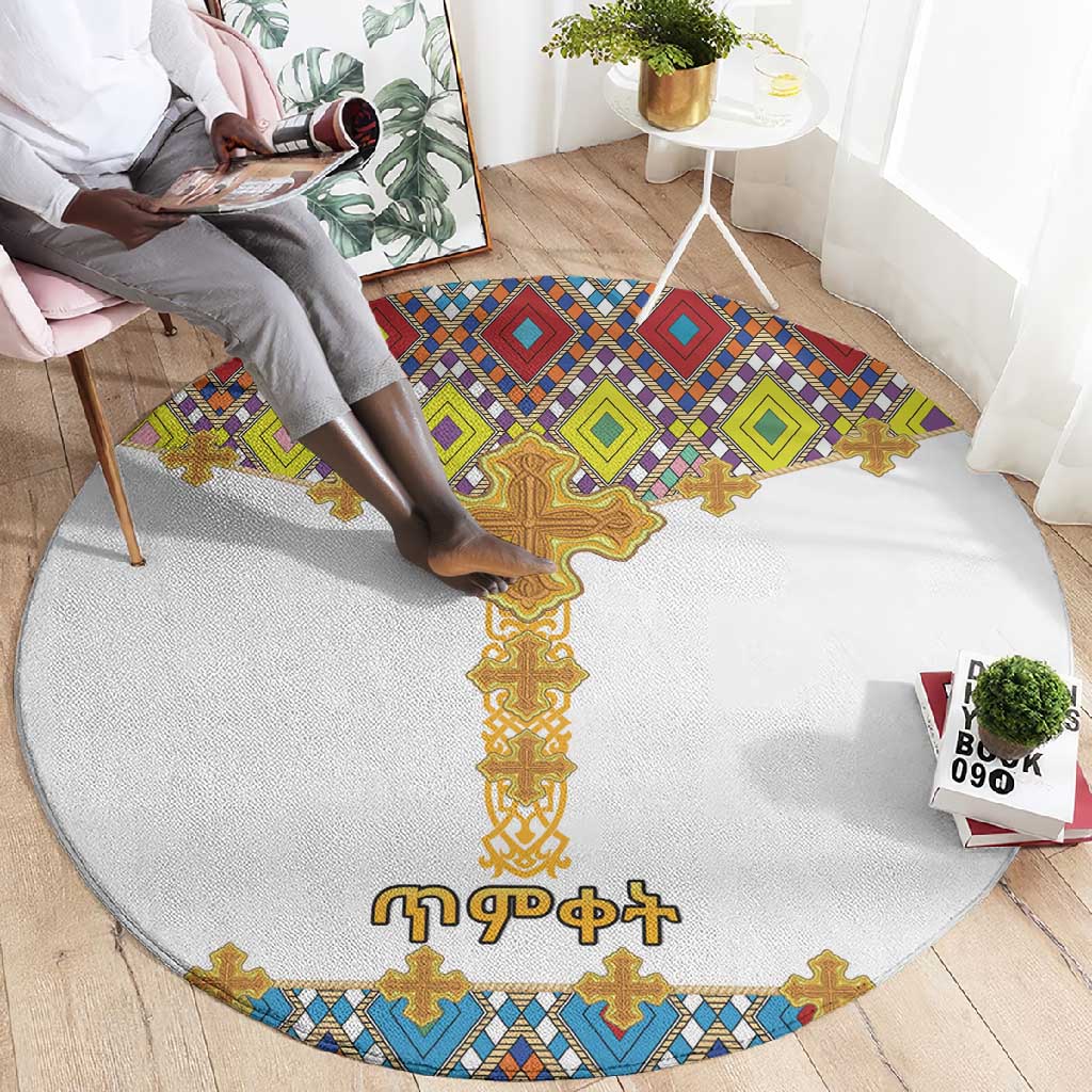 Happy Ethiopian Timkat Round Carpet Cross Mix Tilet Pattern LT15