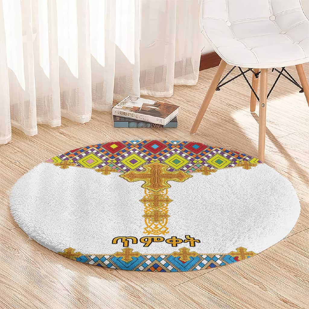Happy Ethiopian Timkat Round Carpet Cross Mix Tilet Pattern LT15