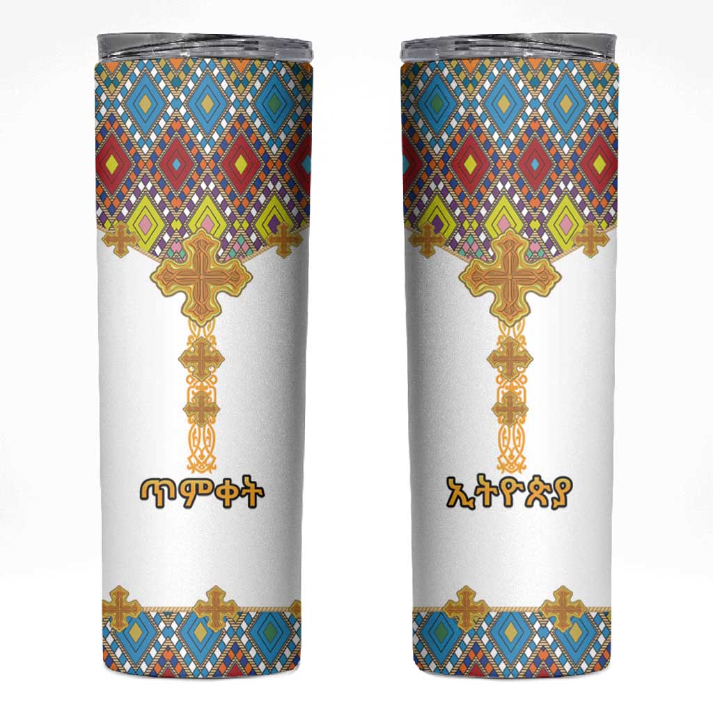 Happy Ethiopian Timkat Skinny Tumbler Cross Mix Tilet Pattern LT15