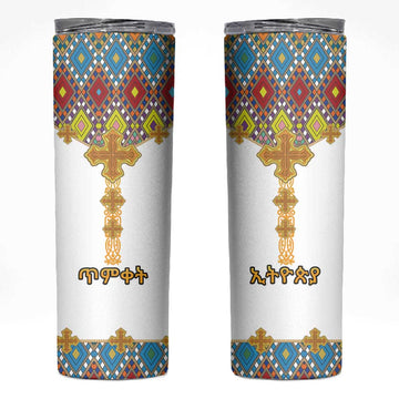 Happy Ethiopian Timkat Skinny Tumbler Cross Mix Tilet Pattern LT15