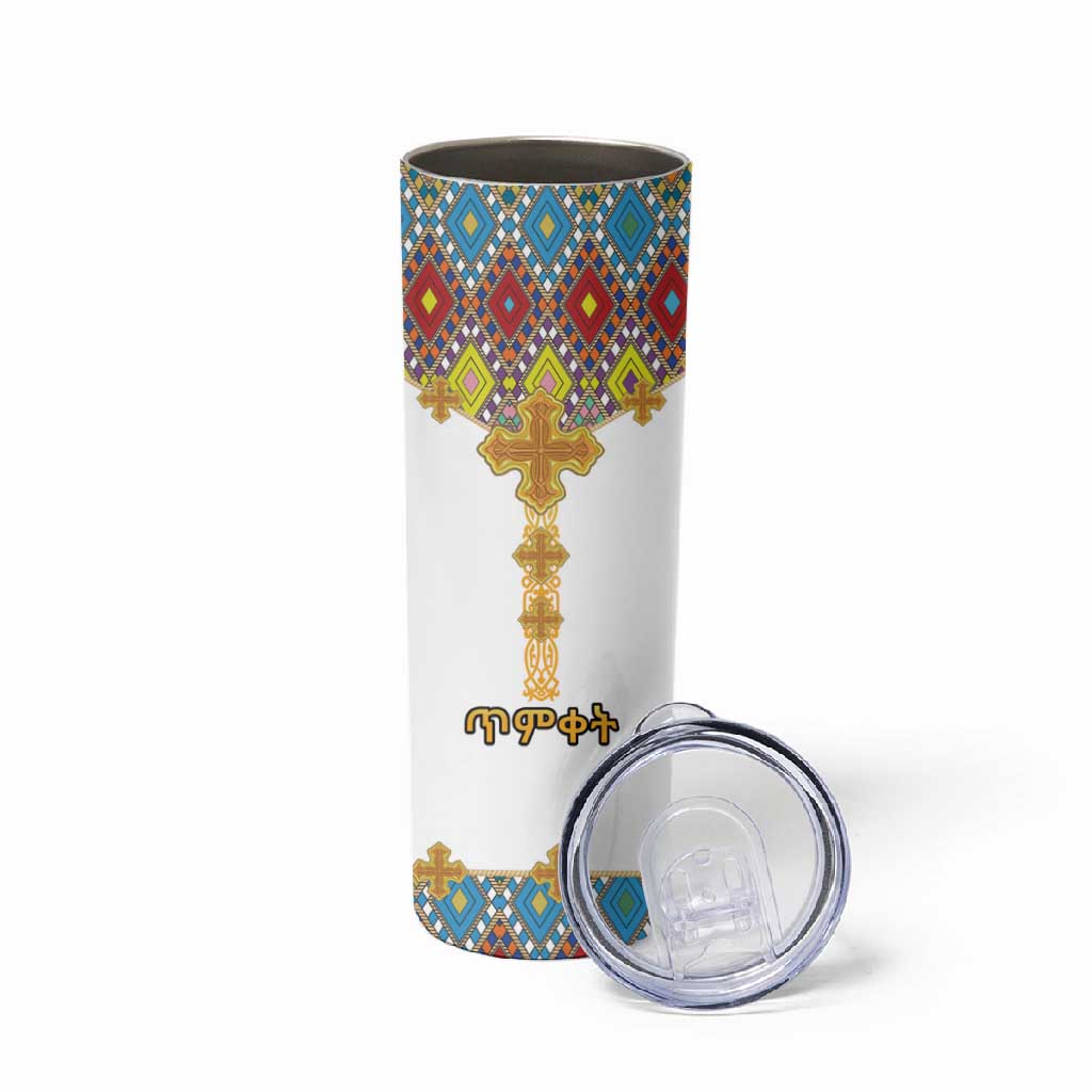 Happy Ethiopian Timkat Skinny Tumbler Cross Mix Tilet Pattern LT15