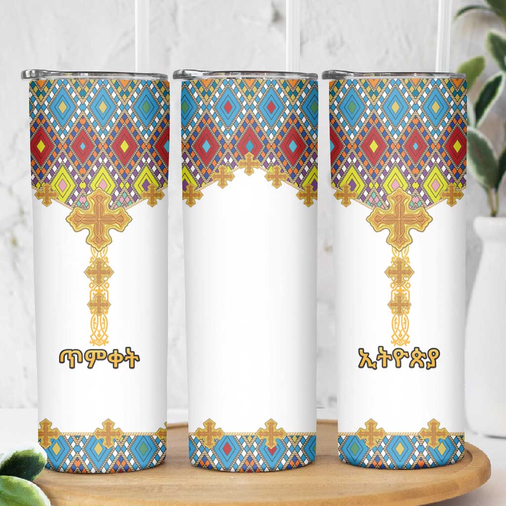 Happy Ethiopian Timkat Skinny Tumbler Cross Mix Tilet Pattern LT15