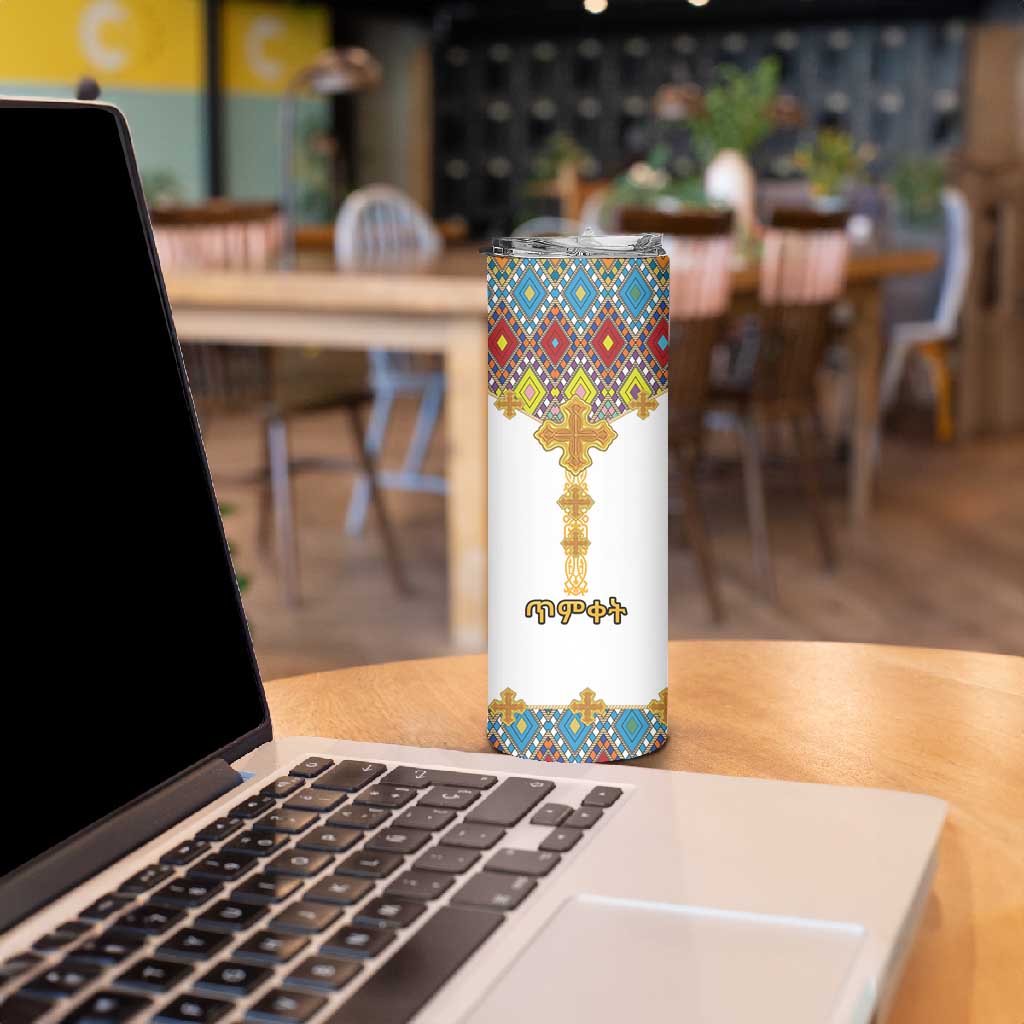 Happy Ethiopian Timkat Skinny Tumbler Cross Mix Tilet Pattern LT15