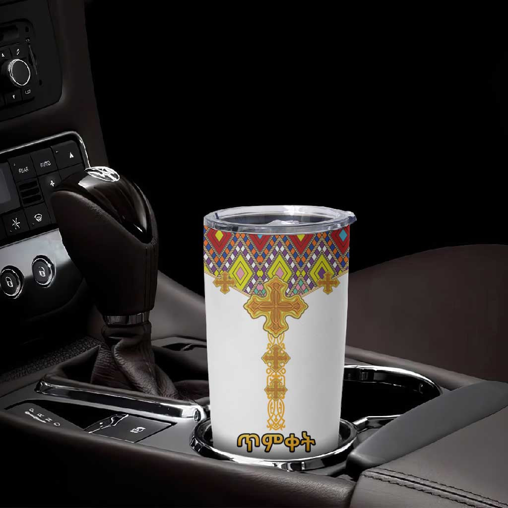 Happy Ethiopian Timkat Tumbler Cup Cross Mix Tilet Pattern LT15