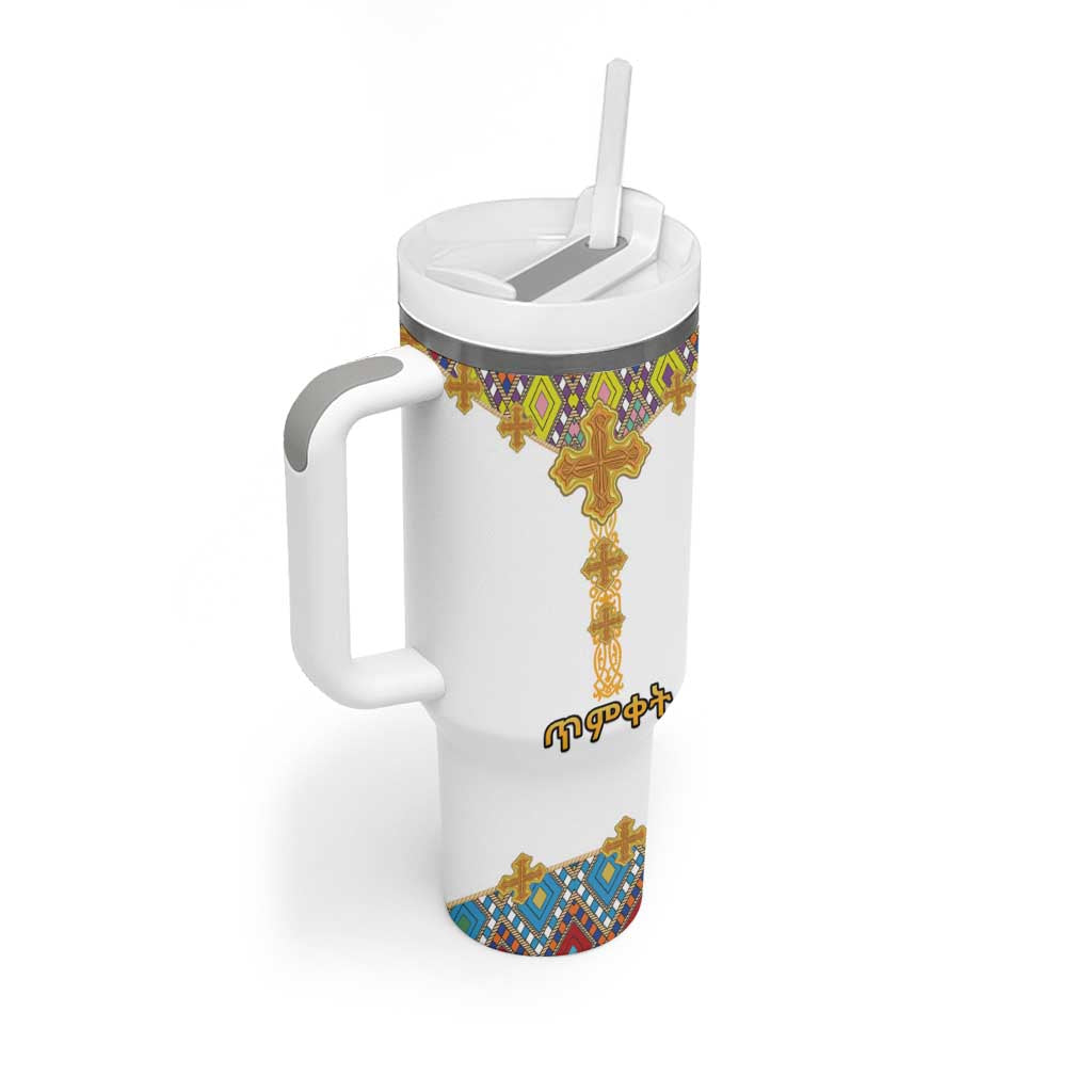 Happy Ethiopian Timkat Tumbler With Handle Cross Mix Tilet Pattern LT15