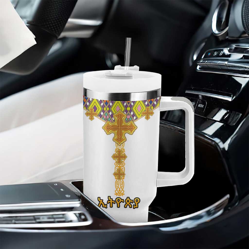 Happy Ethiopian Timkat Tumbler With Handle Cross Mix Tilet Pattern LT15
