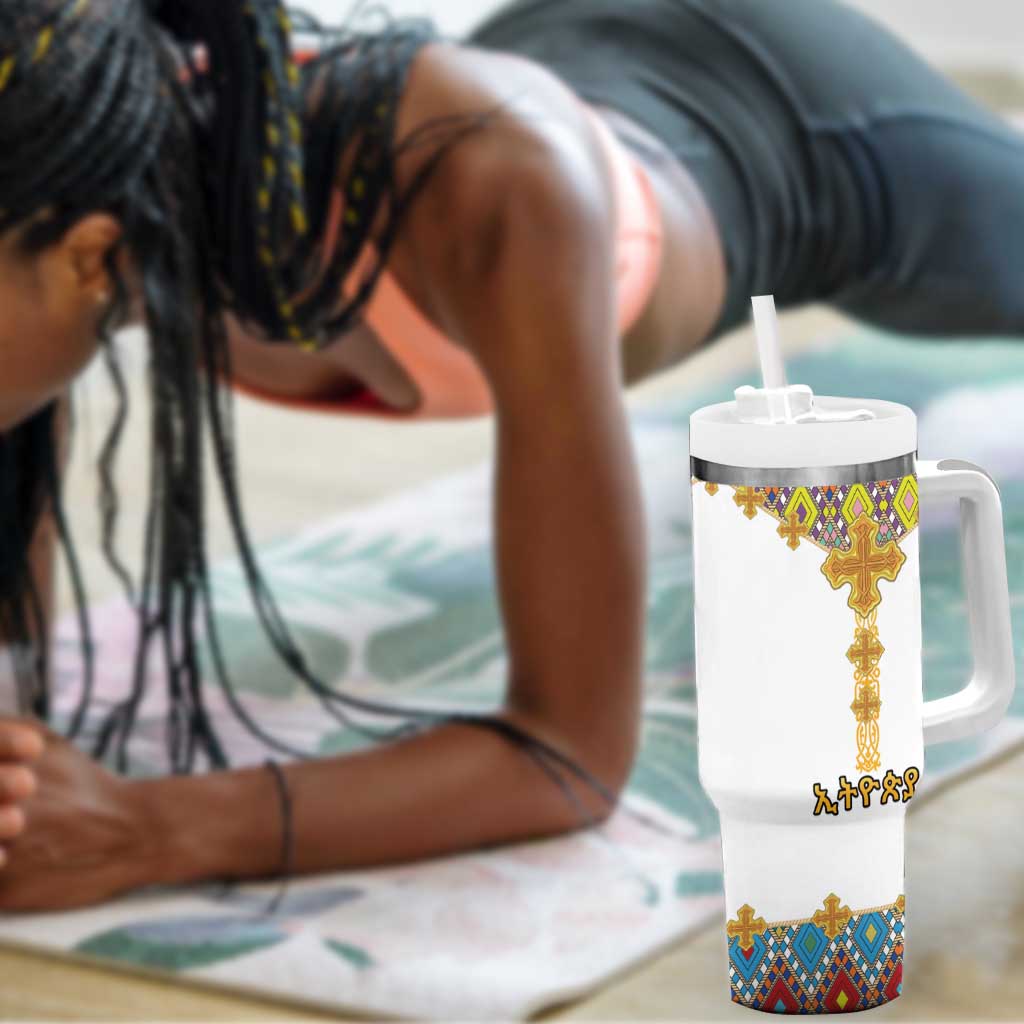 Happy Ethiopian Timkat Tumbler With Handle Cross Mix Tilet Pattern LT15