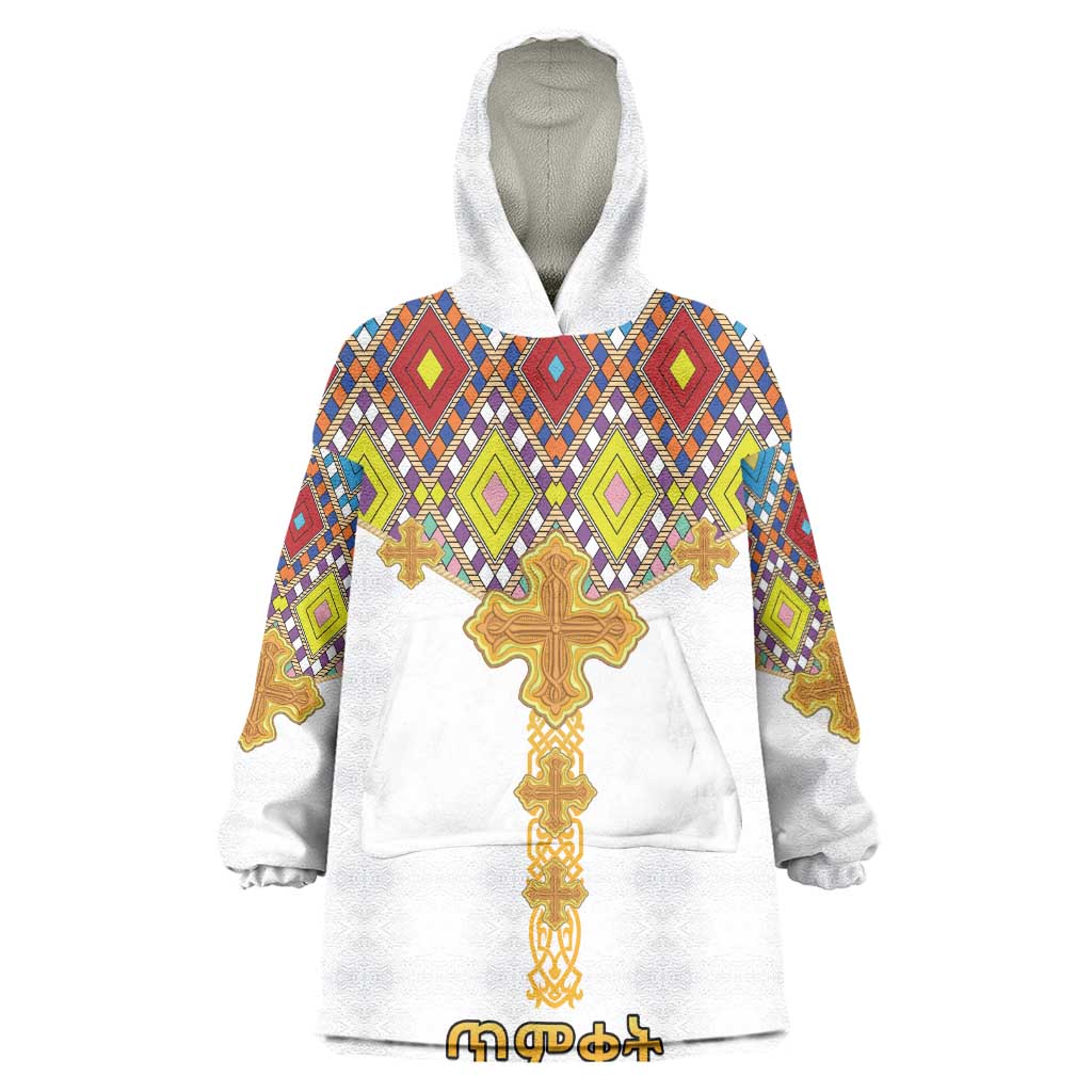 Happy Ethiopian Timkat Wearable Blanket Hoodie Cross Mix Tilet Pattern LT15