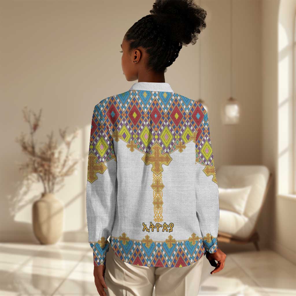 Happy Ethiopian Timkat Women Casual Shirt Cross Mix Tilet Pattern LT15