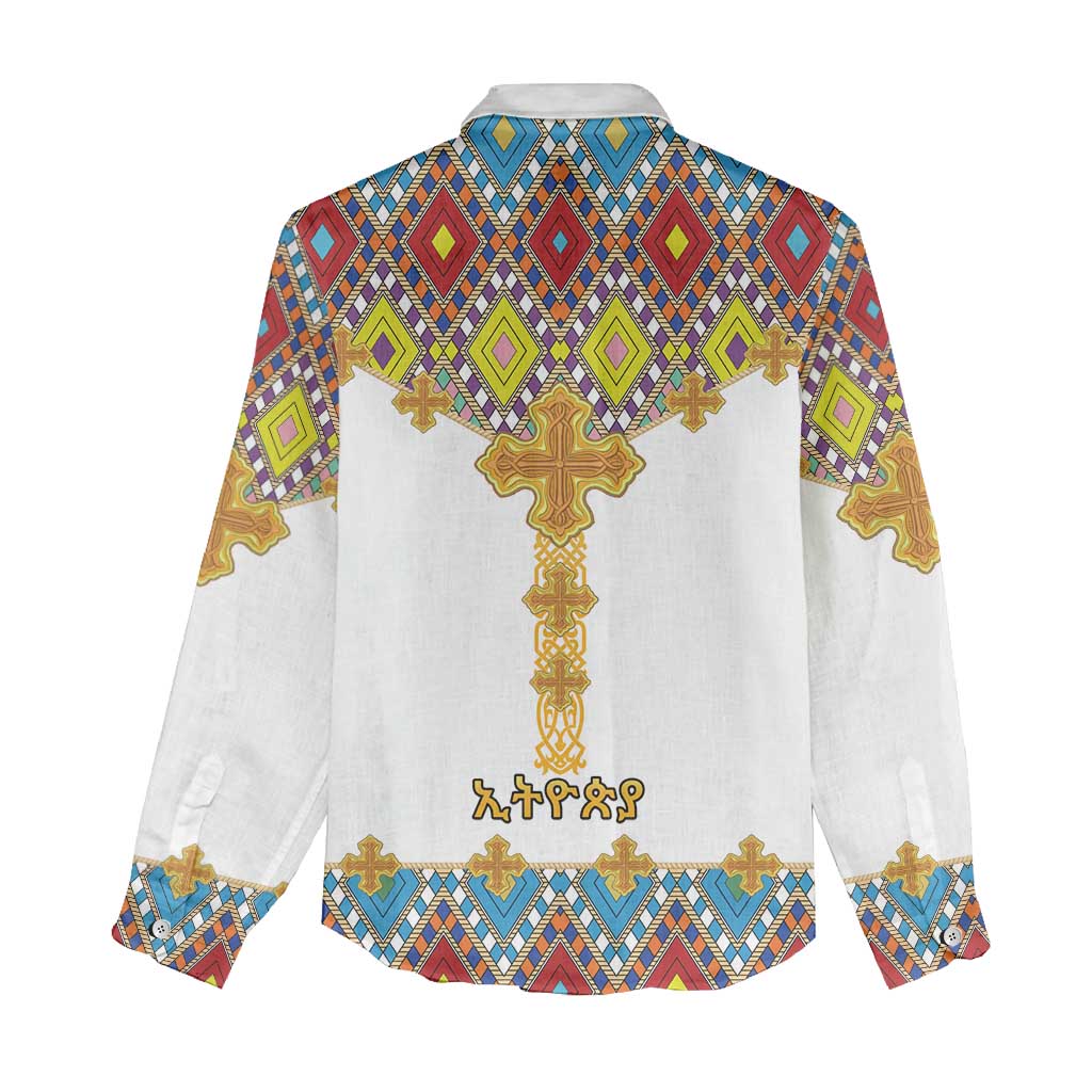 Happy Ethiopian Timkat Women Casual Shirt Cross Mix Tilet Pattern LT15