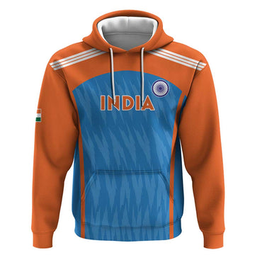 Custom India Cricket Hoodie Go Men in Blue LT15