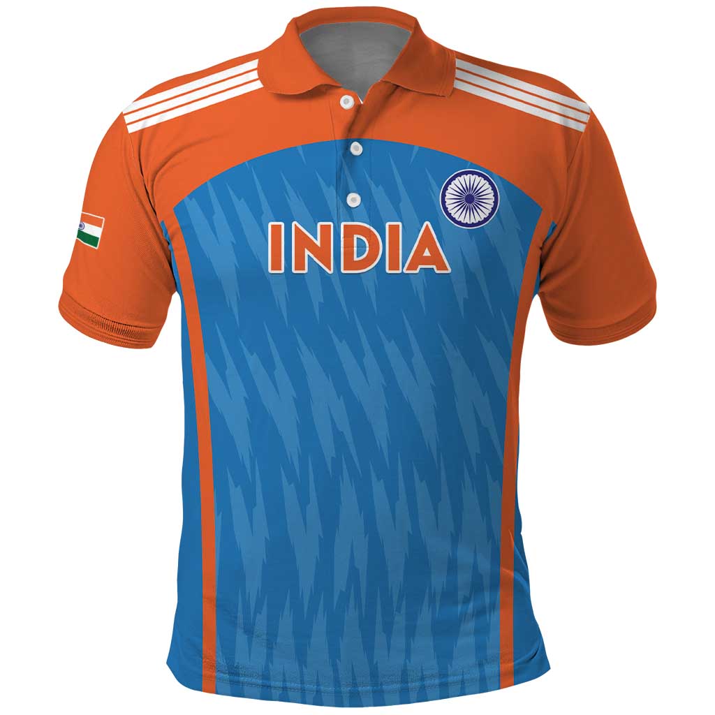 Custom India Cricket Polo Shirt Go Men in Blue LT15