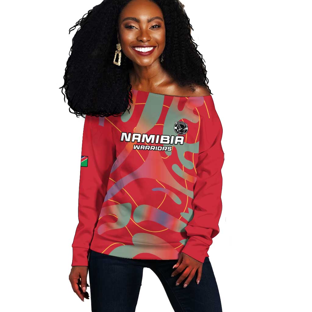 Afro Namibia Football Custom Off Shoulder Sweater Go Namibia Warriors - Sporty Style LT15