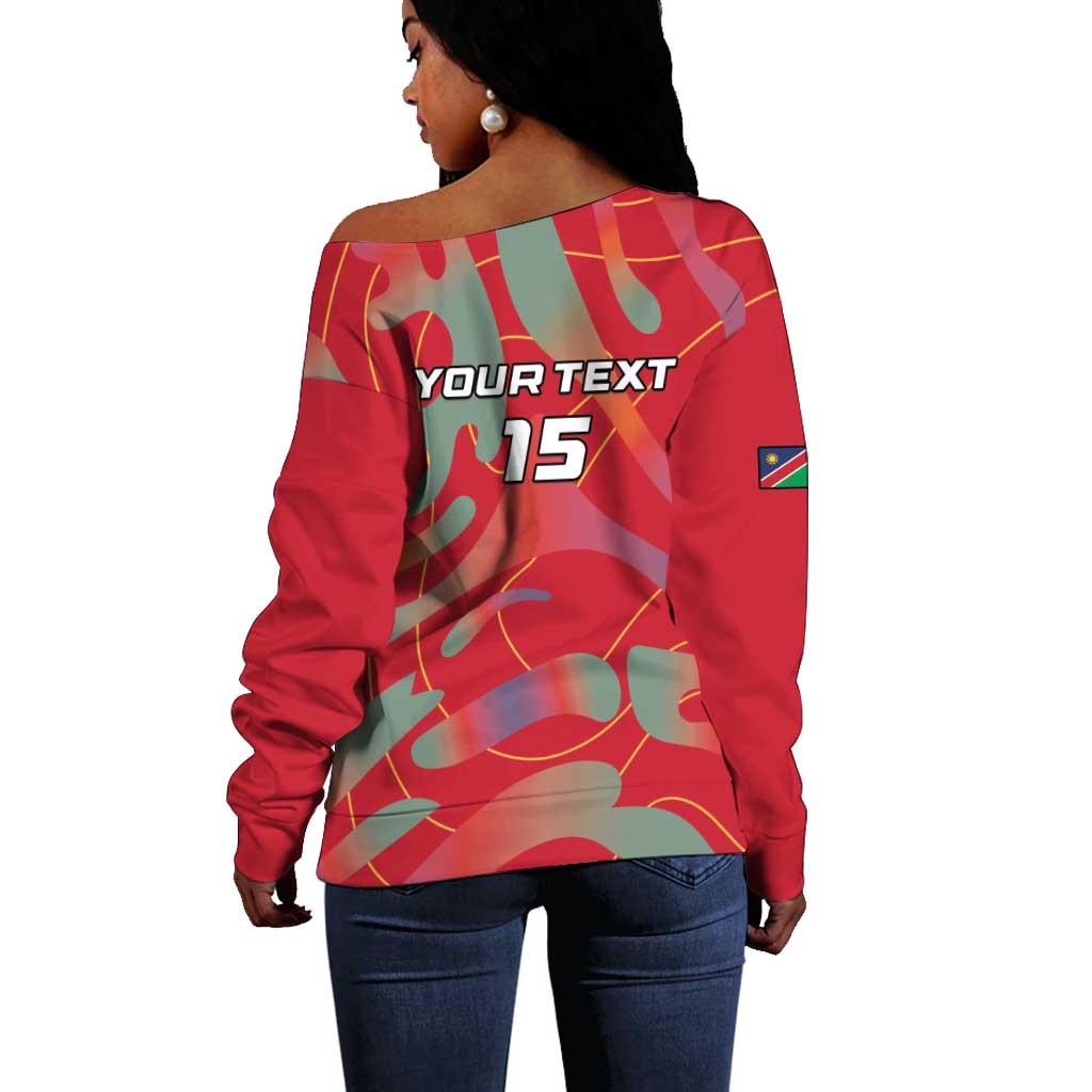 Afro Namibia Football Custom Off Shoulder Sweater Go Namibia Warriors - Sporty Style LT15