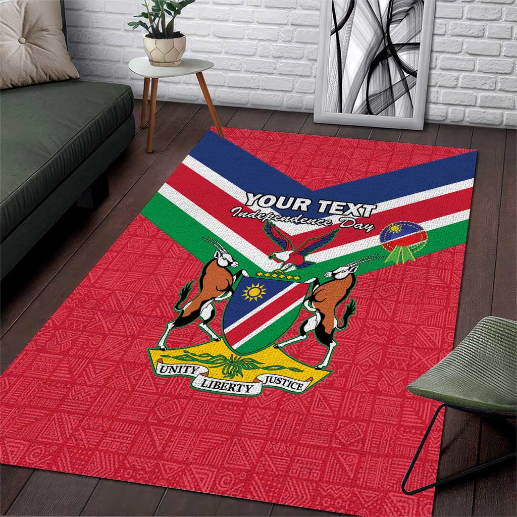 Personalised Namibia Area Rug Coat Of Arms With Flag Map - Happy Independence Day LT15