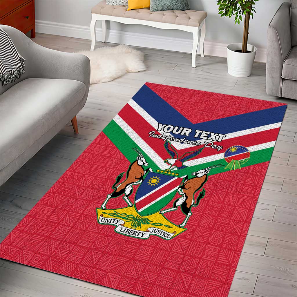 Personalised Namibia Area Rug Coat Of Arms With Flag Map - Happy Independence Day LT15