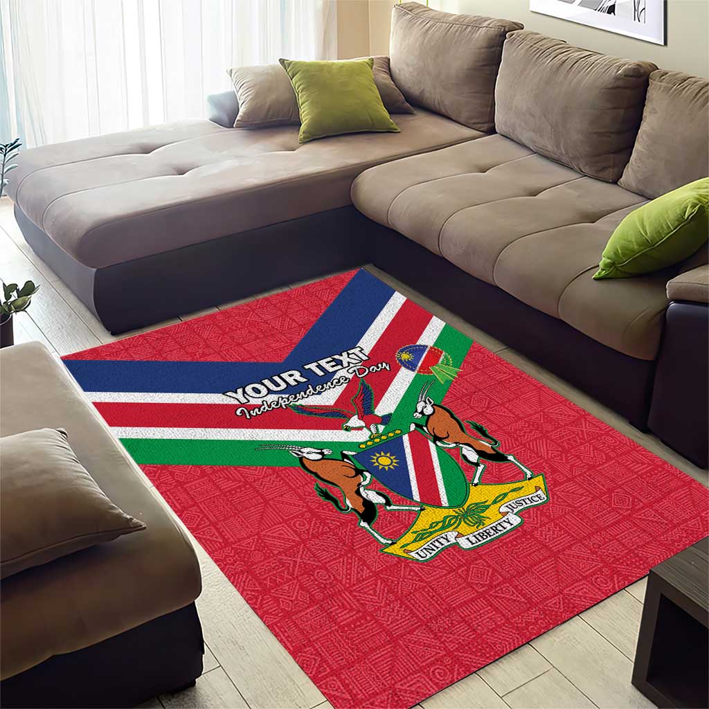 Personalised Namibia Area Rug Coat Of Arms With Flag Map - Happy Independence Day LT15