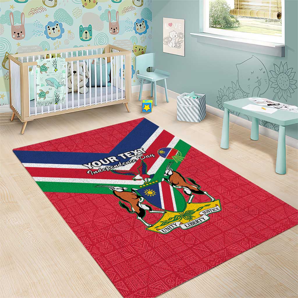 Personalised Namibia Area Rug Coat Of Arms With Flag Map - Happy Independence Day LT15